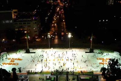 La pista de hielo de la CDMX vista desde el drone de EL UNIVERSAL