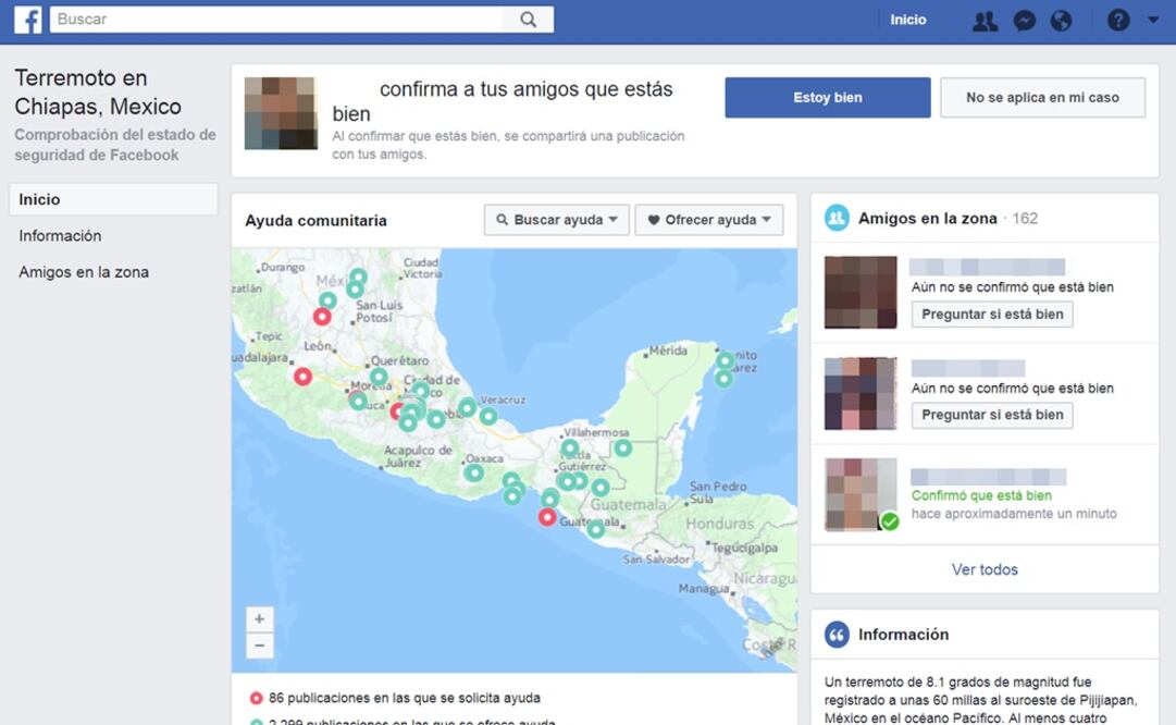 Facebook activa Safety Check en México tras terremoto