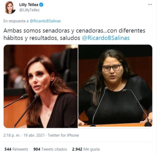 “Ambas somos senadoras y cenadoras”: la polémica por tweet de Lilly Téllez sobre Citlalli Hernández