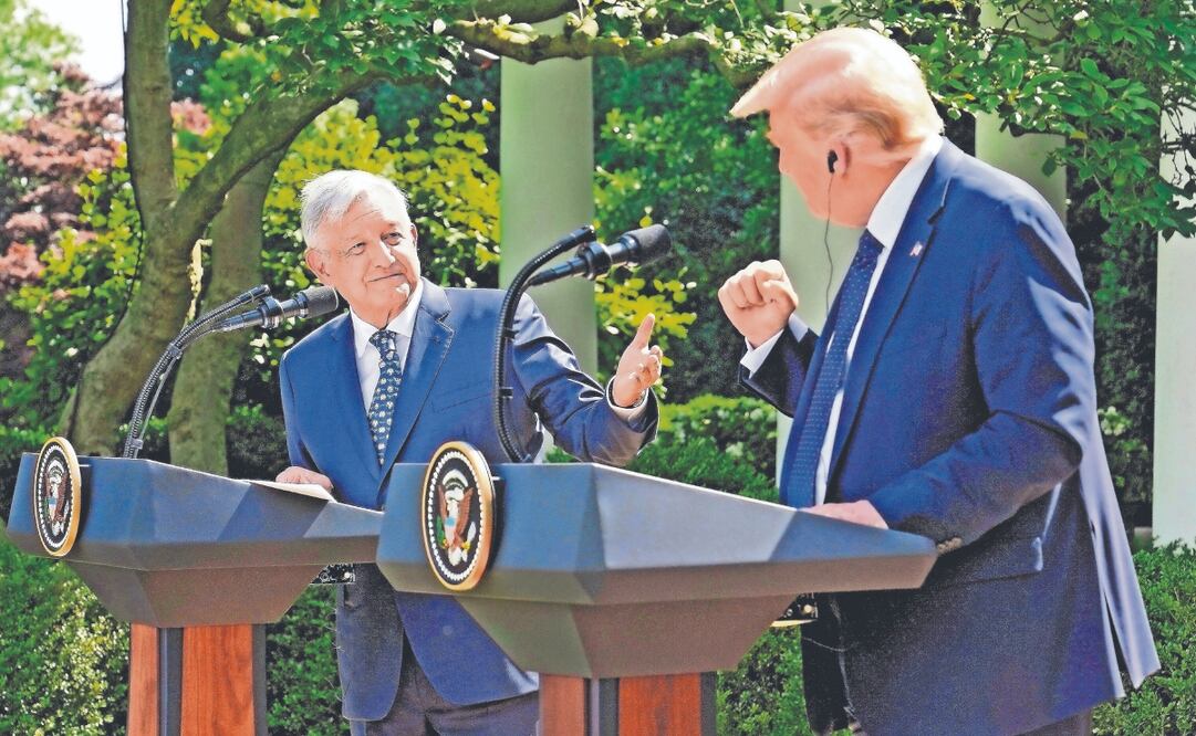 El entonces mandatario mexicano Andrés Manuel López Obrador y el entonces presidente Donald Trump, antes de firmar una declaración conjunta en la Casa Blanca, en Washington, en 2020. Foto: de ARCHIVO AP