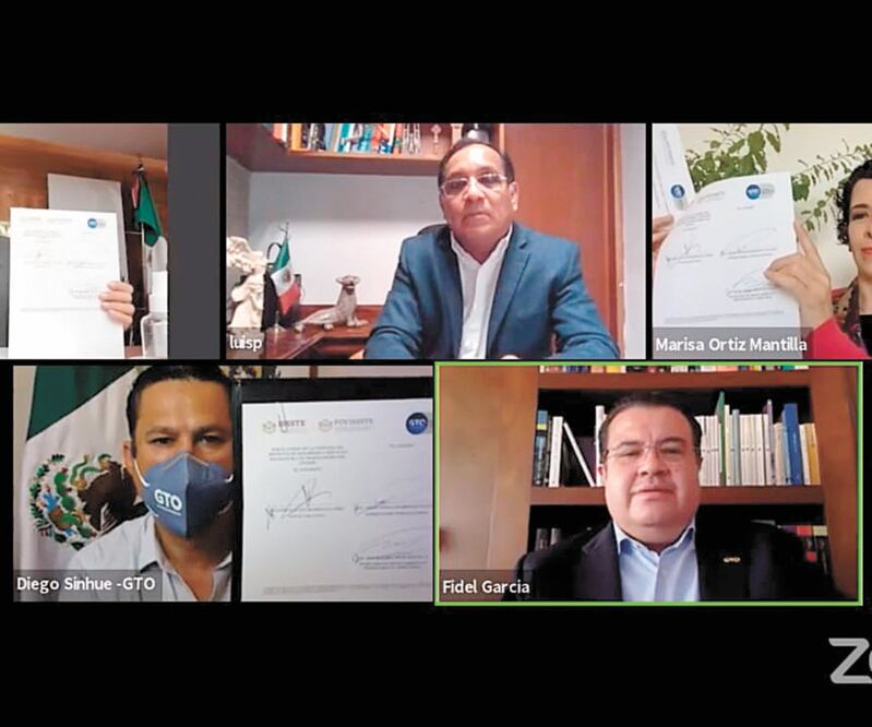 Diego Sinhue Rodríguez Vallejo encabezó la reunión virtual para signar el convenio con el Fovissste que tiene como objetivo edificar unidades habitacionales y mejorar la imagen urbana y social para los guanajuatenses.