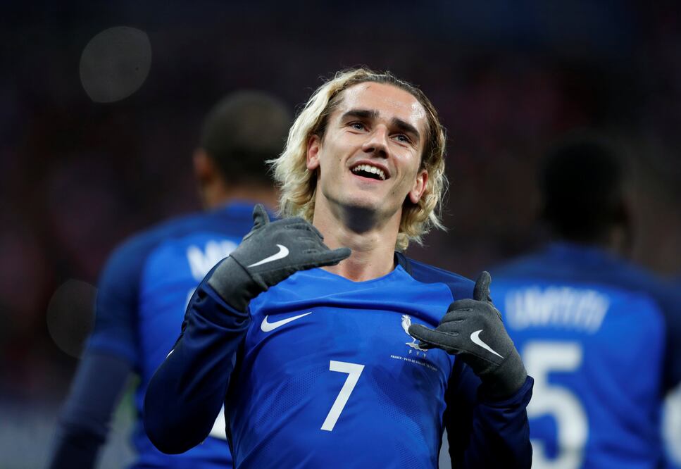 Reuters. Antoine Griezmann celebrando el gol que anotó con la selección francesa 