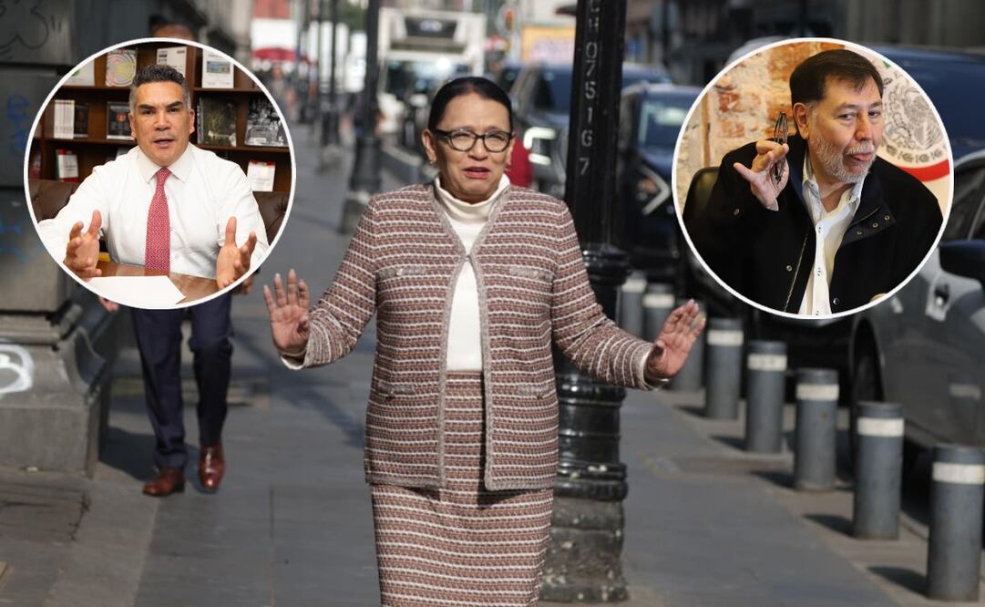 Rosa Icela Rodríguez, secretaria de Gobernación, pidió a los senadores Moreno Cárdenas y Fernández Noroña serenar los ánimos. Foto: Carlos Mejía, Hugo Salvador y Berenice Fregoso / EL UNIVERSAL y Cuartoscuro