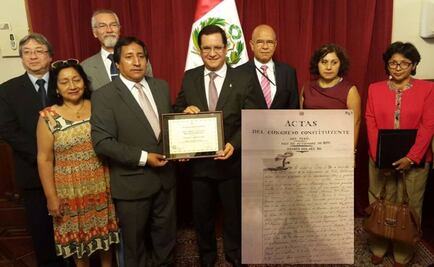 Unesco declara reliquia primera acta del Congreso de Perú