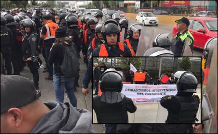 Manifestantes bloquean Circuito Interior, afuera del AICM