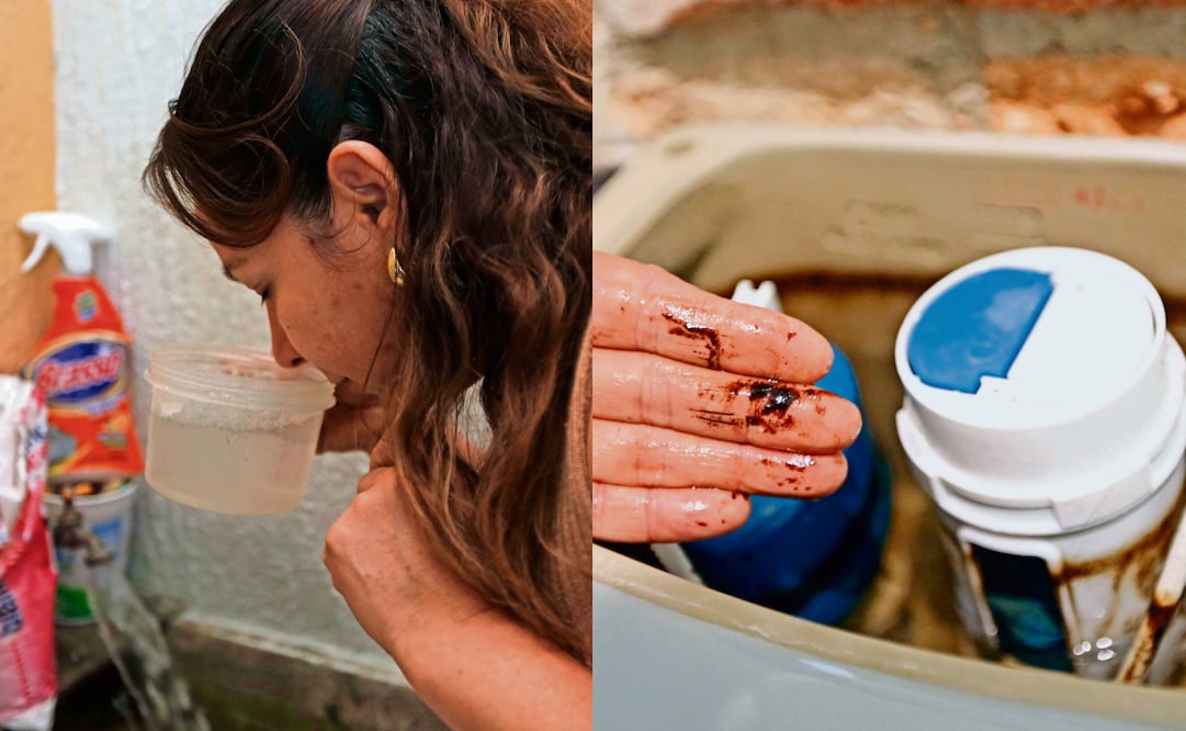 Mientras la población denuncia que el agua que llega a sus casas es color marrón y apesta, la autoridad recomienda que la “dejen correr”. Fotos: Miguel García / EL UNIVERSAL