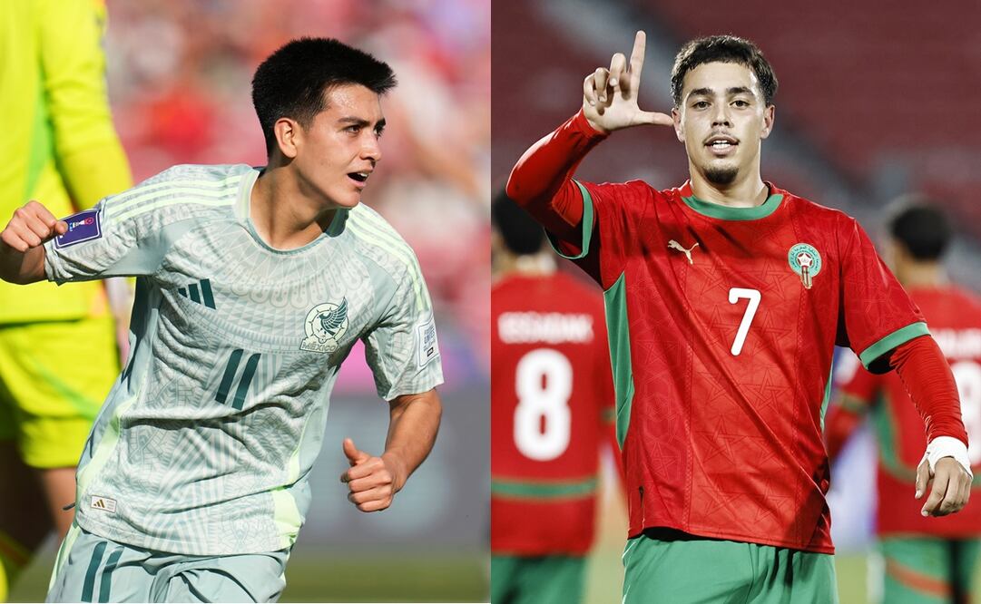 Gilberto Mora con la Selección Mexicana Sub-20 y Othmane Maamma con Marruecos - Fotos: AP/EFE