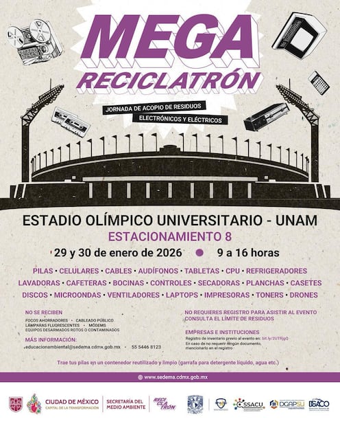 Mega Reciclatrón 2026 UNAM: ¿en dónde será y en qué consiste esta dinámica de reciclaje? Foto: UNAM / SEDEMA