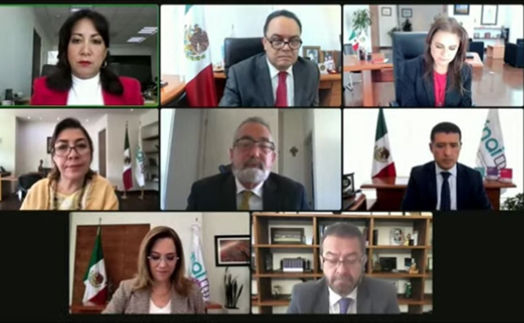 Los consejeros del Inai realizaron una sesión ordinaria virtual. Foto: Captura de pantalla
