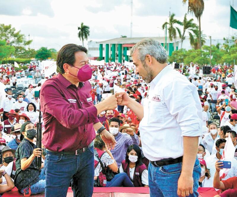 El dirigente nacional de Morena, Mario Delgado, estuvo en Michoacán para respaldar la candidatura de Alfredo Ramírez Bedolla a la gubernatura. Ahí señaló de nuevo que supuestamente el PAN robó las elecciones presidenciales de 2006. Foto: TOMADA DE TWITTER