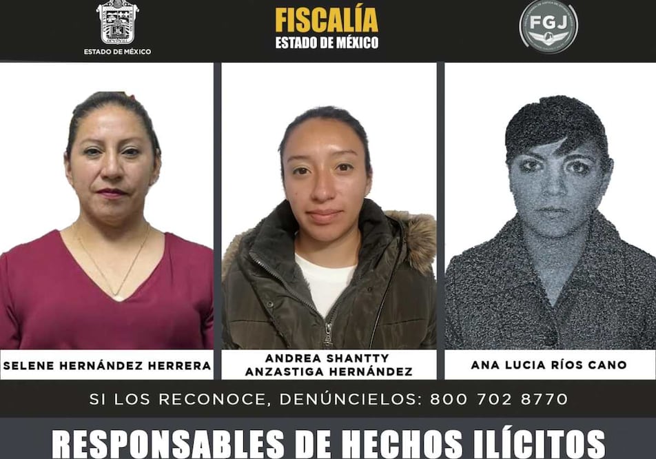 Junto con Selene Hernández Herrera, también fue sentenciada Ana Lucía Ríos Canou y Andrea Shantty Anzástiga Hernández en agravio de una exservidora pública de Capulhuac. Foto: Especial
