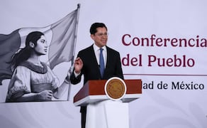 Canciller Roberto Velasco durante la conferencia de prensa de la presidenta Claudia Sheinbaum este 9 de junio. Foto: Karla Guerrero / EL UNIVERSAL
