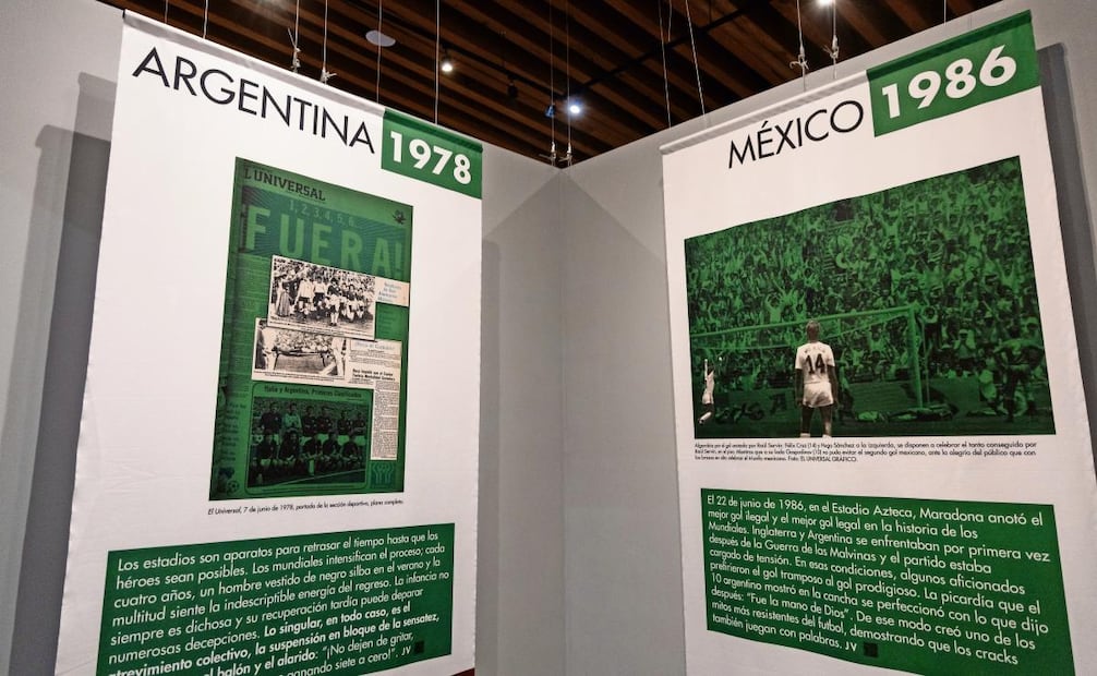 Balones, trofeos y grandes imágenes de los momentos más emocionantes para el público es lo que presenta la exposición que incluye imágenes del archivo gráfico de EL UNIVERSAL y que habla de la selección mexicana, el futbol y sus representaciones del mundo. Foto: Hugo Salvador/EL UNIVERSAL