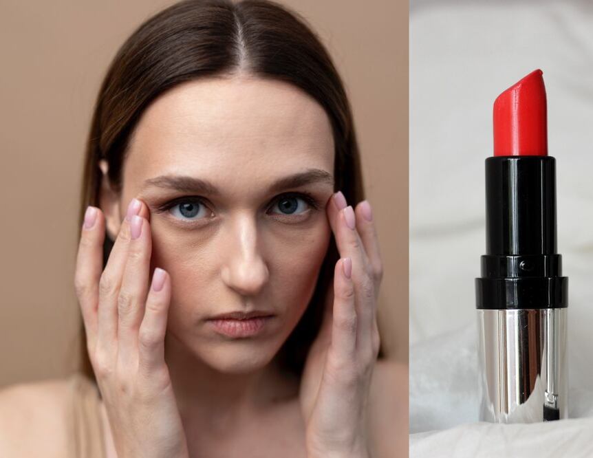 Este truco con labial rojo y corrector permite reducir la pigmentación de las ojeras. Foto: Freepik / Pixabay