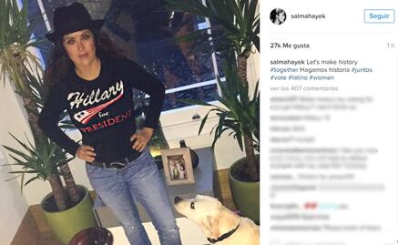 "Hagamos historia", dice Salma Hayek sobre Clinton y el voto latino