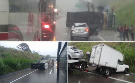 Vuelca autobús de pasajeros en autopista México-Veracruz