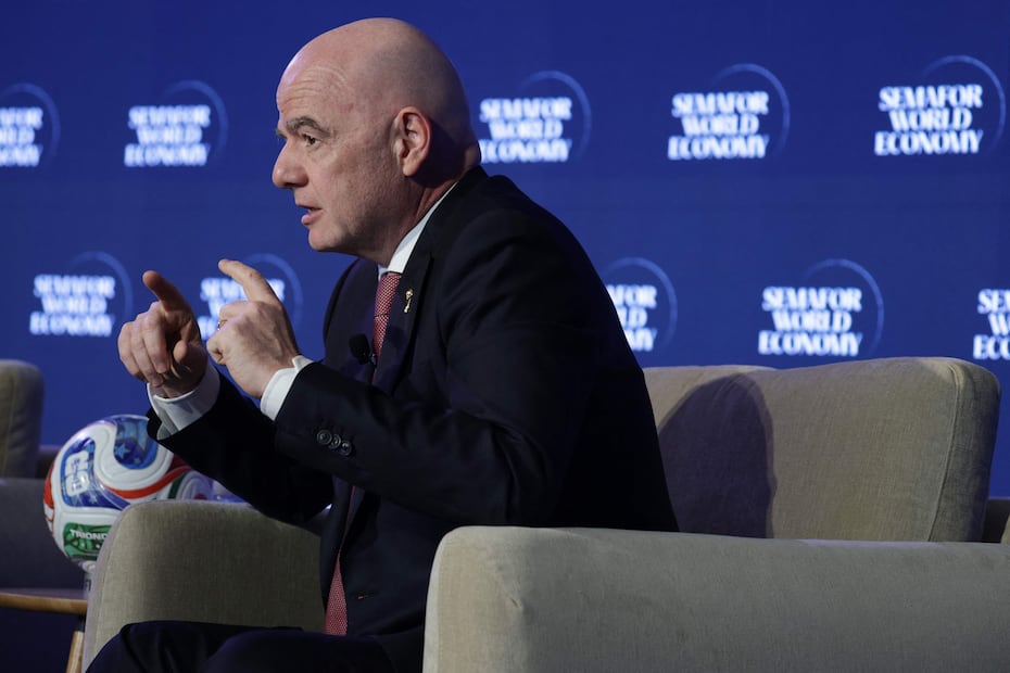 El presidente de la FIFA, Gianni Infantino,  en conferencia de prensa, previo al Mundial de 2026 - Foto: AFP