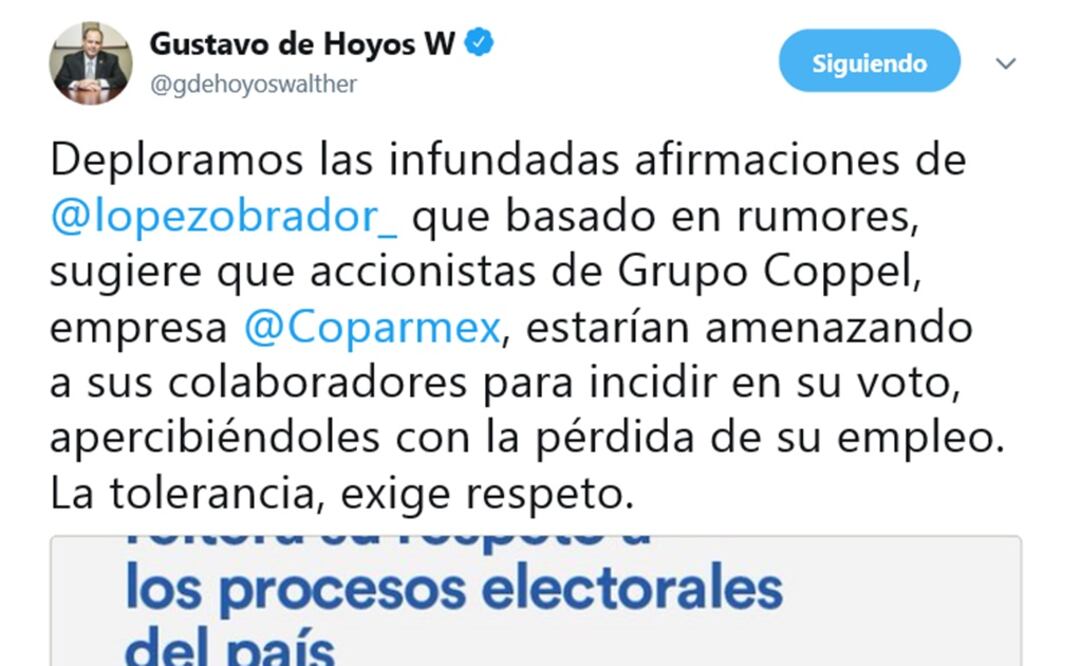 Captura del Tuit