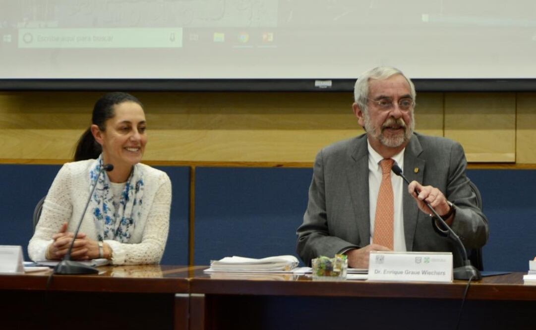 La jefa de gobierno, Claudia Sheinbaum y el rector de la UNAM, Enrique Graue. Foto: Especial