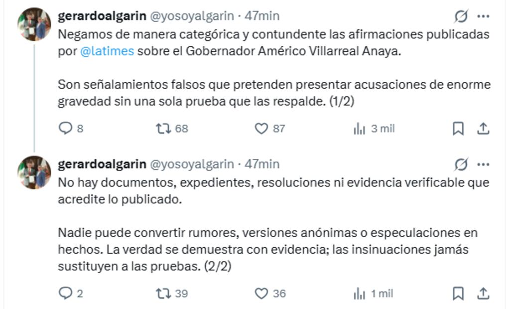 Pronunciamiento del Gobierno de Tamaulipas. Foto: Captura de pantalla