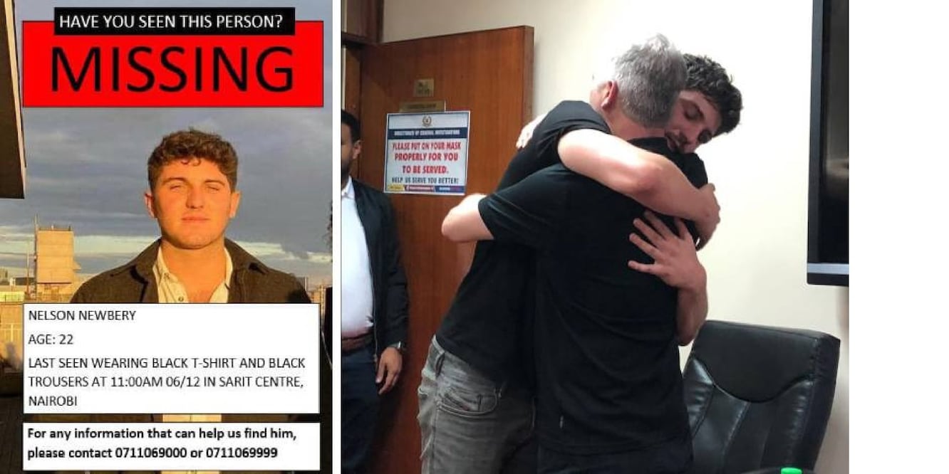 Nelson Newberry con su padre, cuatro días después de haber desaparecido. FOTO: Twitter