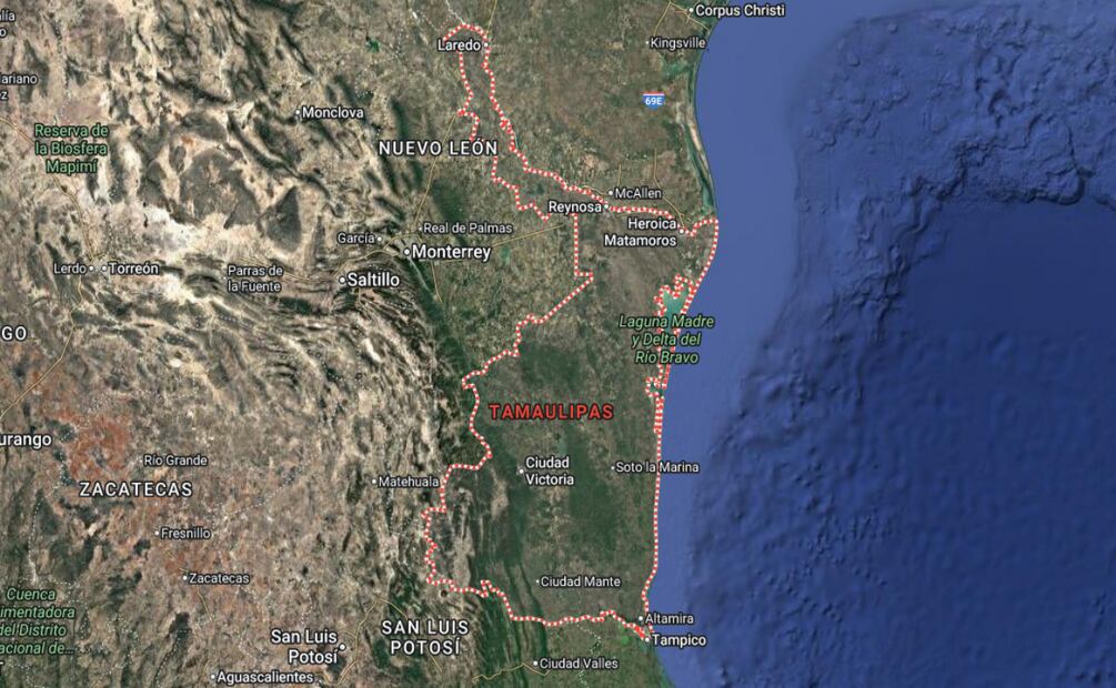 Tamaulipas vista en Google Maps. Foto: Captura de pantalla