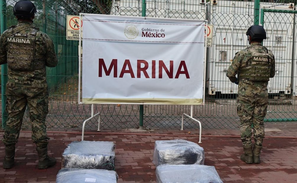 Marina asegura bultos con clorhidrato de cocaína en el recinto portuario de Manzanillo, Colima (13/05/2026). Foto: Especial