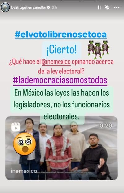 Beatriz Gutiérrez Müller expone 4 “dramas” del INE por el plan B de la reforma electoral