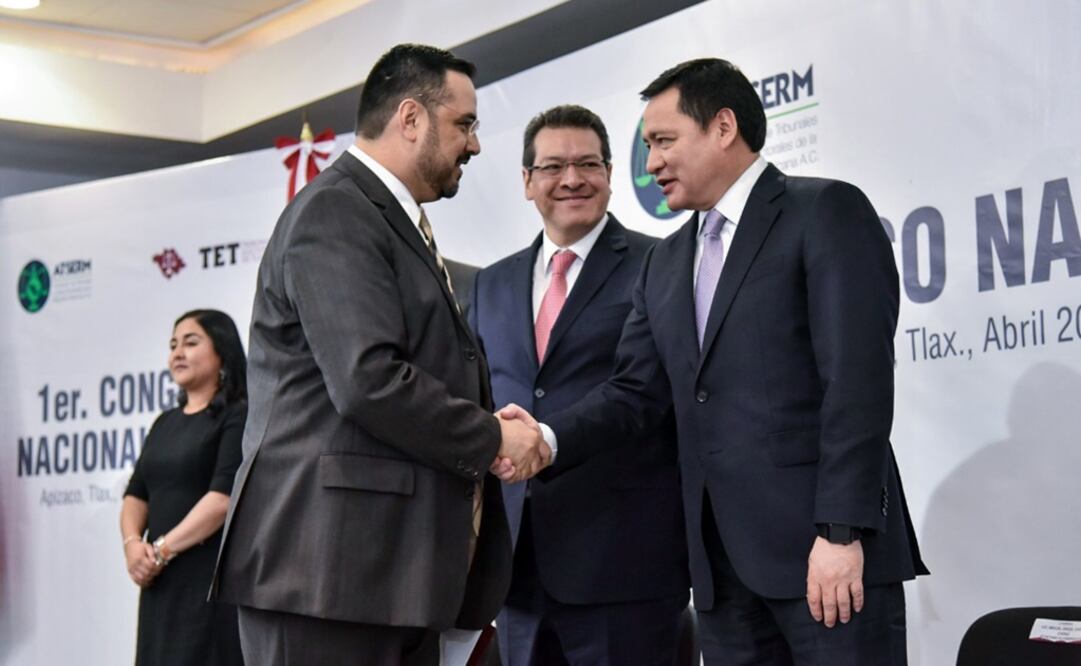 En Tlaxcala, el titular de Gobernación inauguró el Congreso Nacional de la Asociación de Tribunales y Salas Electorales de la República Mexicana. /Tomada de @osoriochong