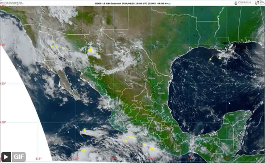 Se forma la tormenta tropical Fabio en el océano Pacífico; se prevén lluvias fuertes en estos estados. Foto: Captura de pantalla