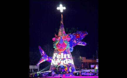 Como parte del programa la Navidad de tus Sueños, encienden árbol de 18 metros de altura en Nayarit