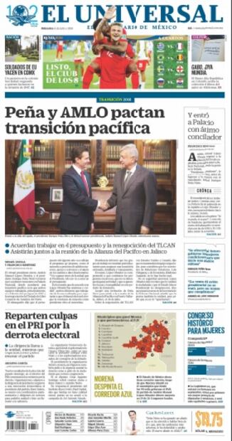A dos años del triunfo de AMLO: 5 portadas de EL UNIVERSAL antes, durante y después del 1 de julio de 2018