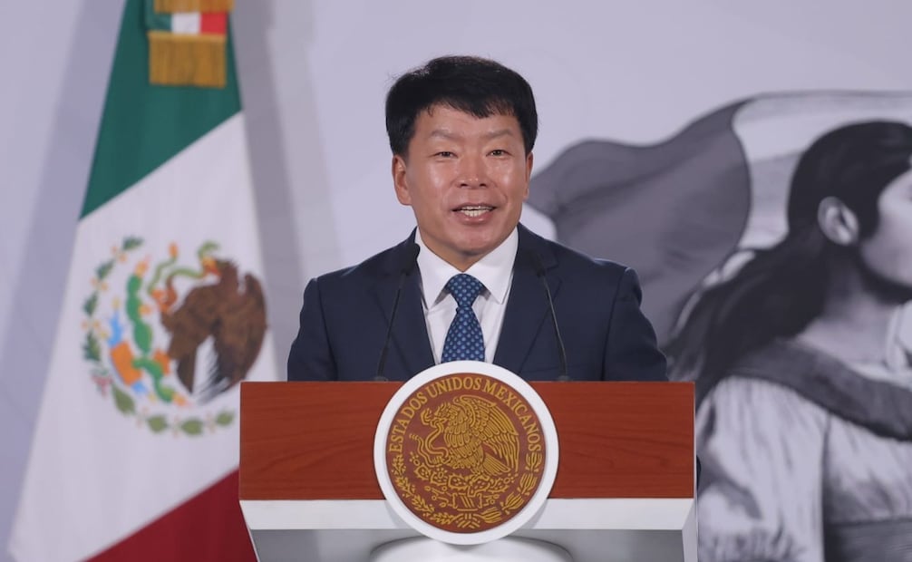Andy Kim, presidente de Kia México, en la “Mañanera del Pueblo” del 29 de julio de 2026 en Palacio Nacional. Foto: Gabriel Pano/ EL UNIVERSAL