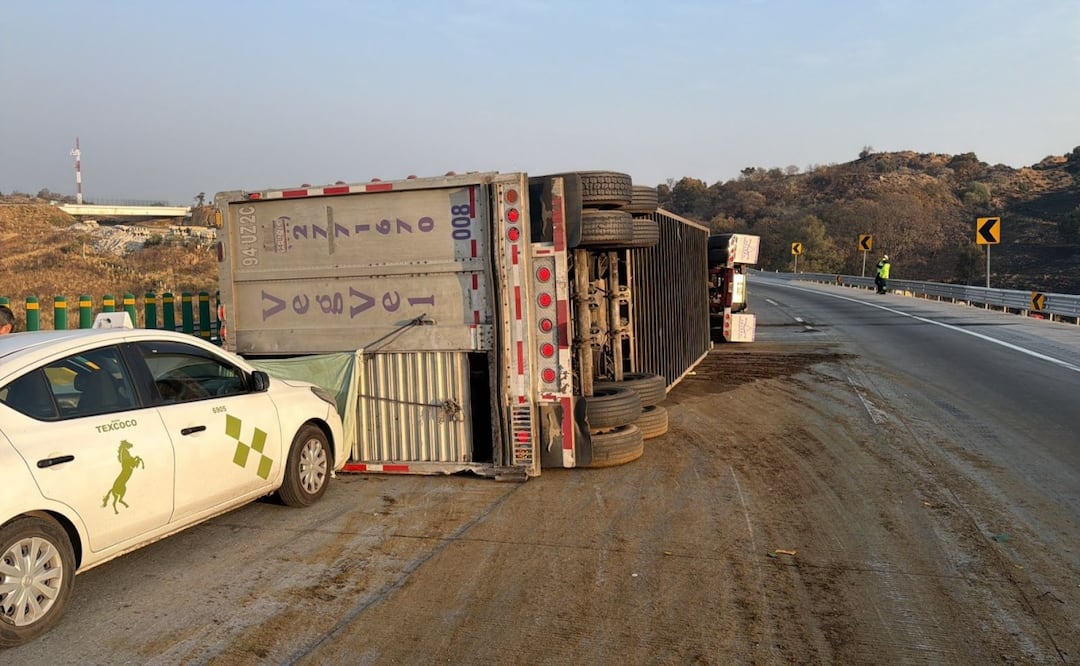 Accidentes en la autopista México-Puebla provocan caos vial; choque múltiple y volcadura de tráiler con ganado. Foto: Especial