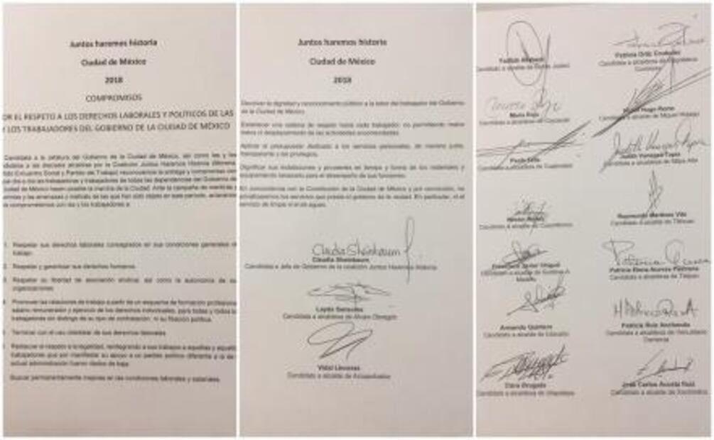 Sheinbaum firma pacto en favor de trabajadores de la CDMX