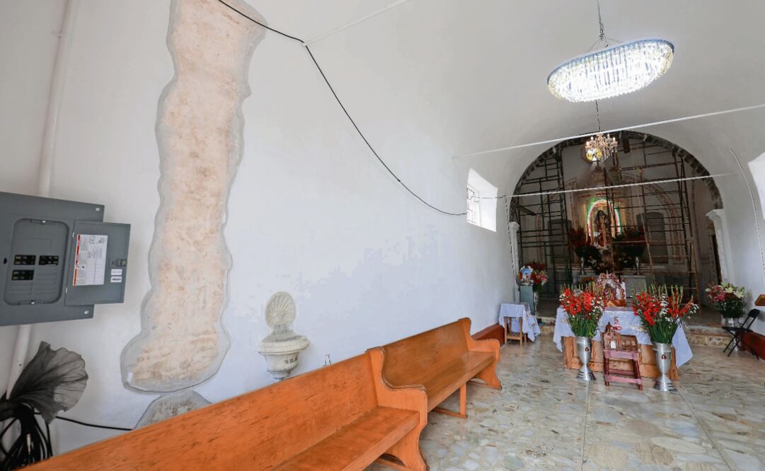 En la iglesia del Calvario del señor del Huerto se hicieron trabajos para restaurarla tras el temblor de 2017. Foto: Alejandro Vargas / EL UNIVERSAL