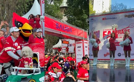 Porristas de los Arizona Cardinals y un perrito con el jersey de Patrick Mahomes, las estrellas de la NFL Fan Race 2024