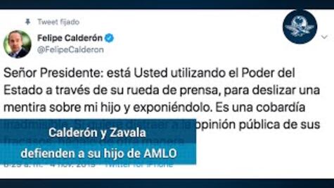 Calderón y Zavala defienden a su hijo de AMLO por bots