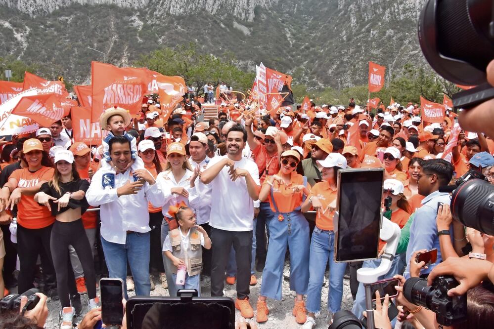 De gira por Nuevo León, el candidato Jorge Álvarez Máynez realizó un mitin en la Huasteca de Santa Catarina. Foto: Emilio Vásquez | El Universal