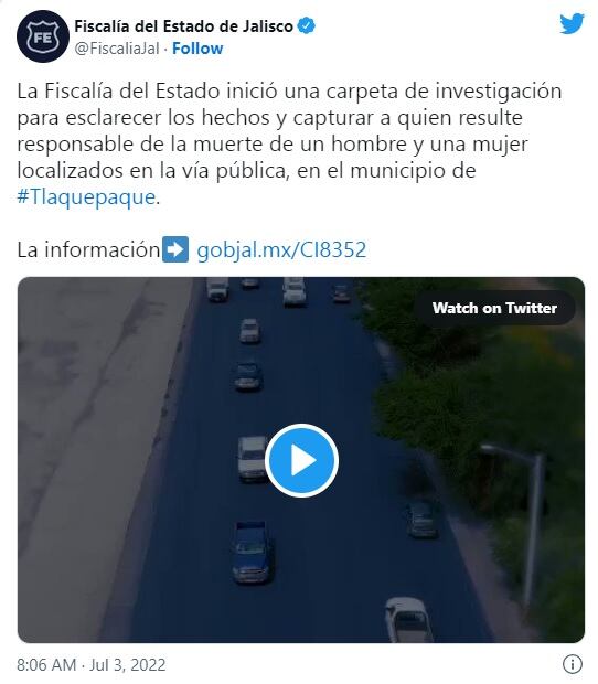 Fiscalía de Jalisco investiga el asesinato de pareja de ciclistas en Tlaquepaque 