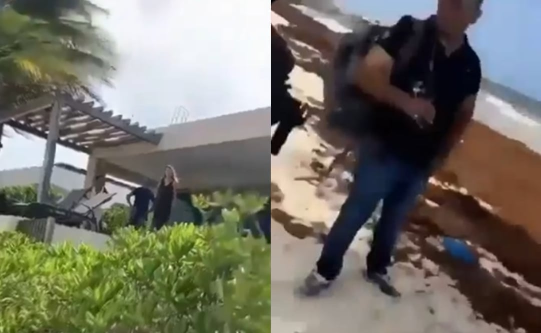 Extranjera corre a mexicanos de playa en Playa del Carmen y asegura que el acceso frente a su casa le pertenece. Foto: Captura de video