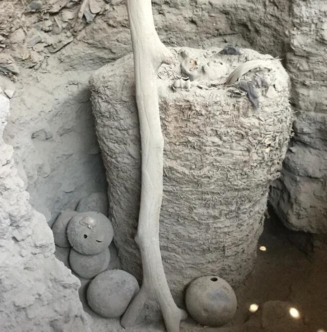 El fardo funerario encontrado en Pachacámac. Foto: Universidad Libre de Bruselas