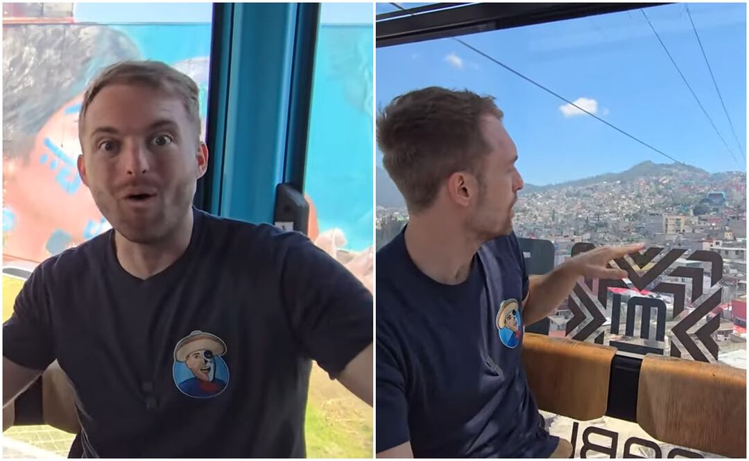 “Cuando vi fotos por primera vez del cablebús, yo pensaba que solo era turístico", mencionó el youtuber. Fotos: YouTube @elgueritoviaja