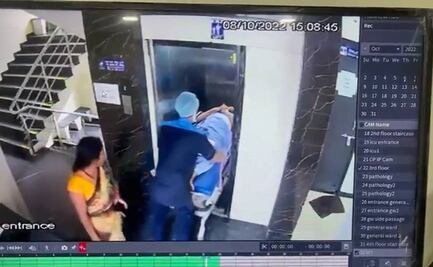 ¡Con todo y paciente en camilla! Elevador se desploma en hospital de India