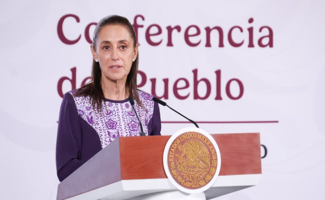 La presidenta Claudia Sheinbaum en la “Mañanera del Pueblo” del 19 de agosto de 2026 en Palacio Nacional. Foto: Karla Guerrero/ EL UNIVERSAL