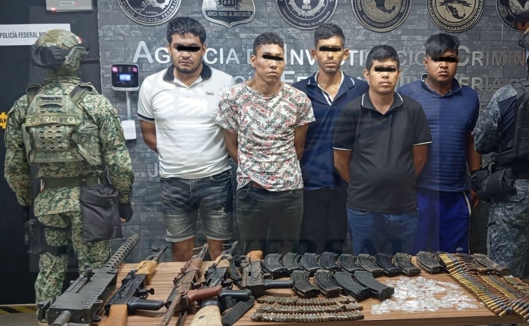 Seis presuntos criminales, cinco hombres y una mujer, fueron detenidos en un operativo que realizaron tropas de la VII Región Militar, Guardia Nacional, Policía Federal y Estatal, en Jiquipilas. | Foto: Especial.