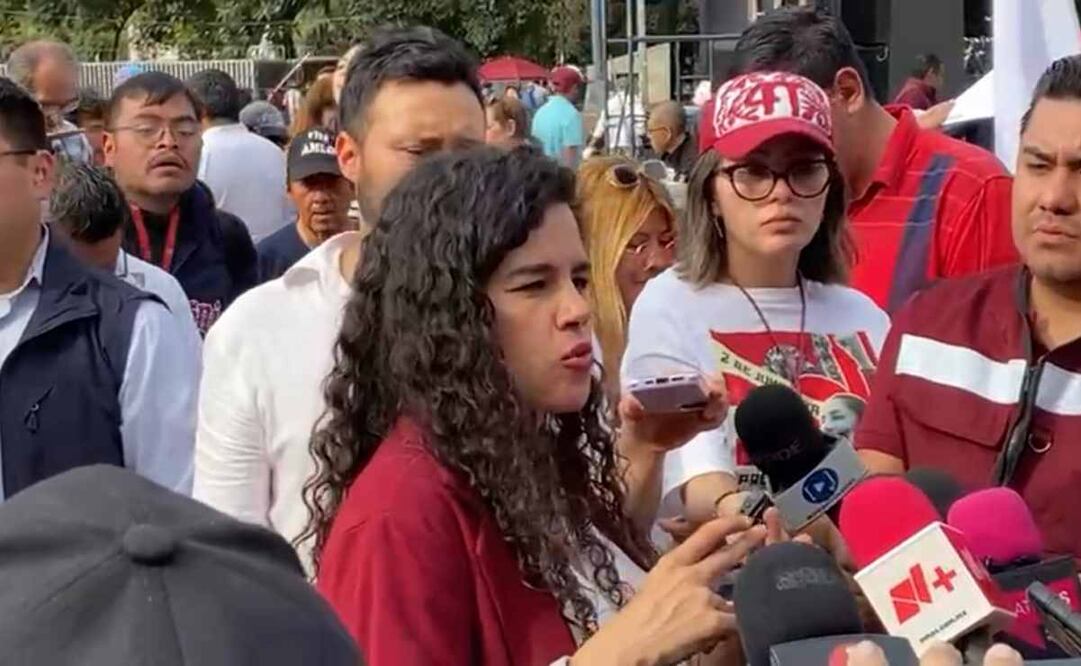 Luisa María Alcalde en evento de Morena esta tarde. Foto: Captura de pantalla