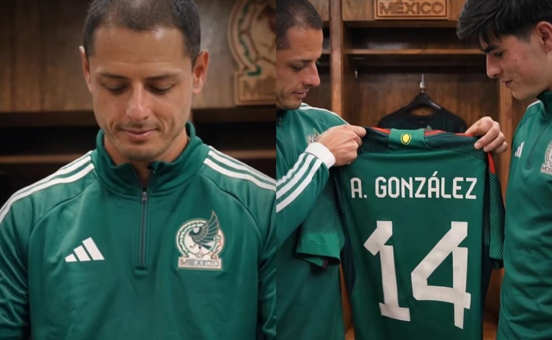Javier 'Chicharito' Hernández le "entrega" el número 14 a Armando González / Foto: Especiales