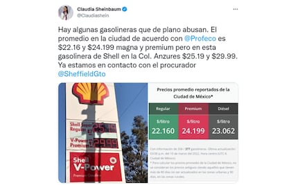 Sheinbaum exhibe a gasolinera en la Anzures por alza en precios y pide intervención de la Profeco