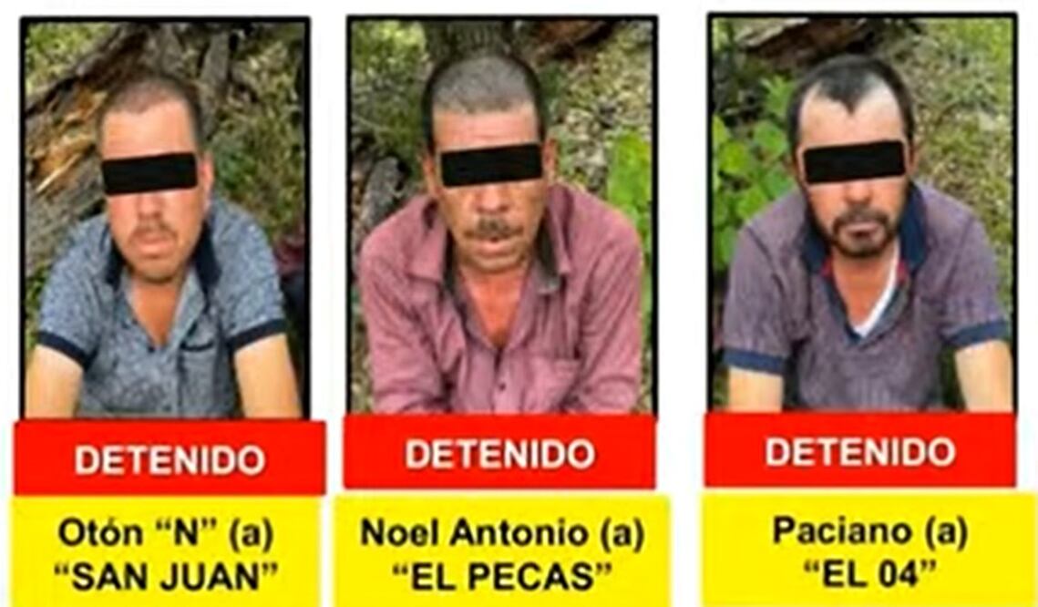 Mejía Berdeja informó que se detuvo a Otón “N”, Noel “N”, y Paciano “N”, a quienes se les aseguraron armas largas, cargadores y droga. Foto: especial